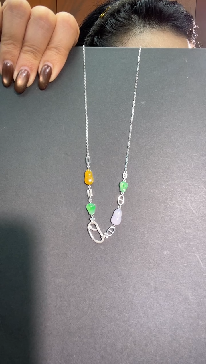 套链18K金镶嵌翡翠万能链