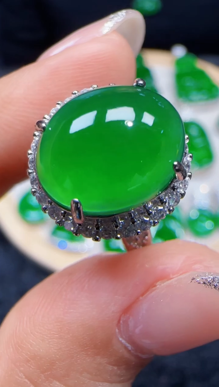 未镶嵌定制翡翠翡翠戒指34