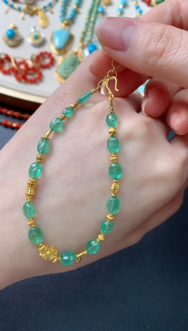 【闪购商品】祖母绿手链18K金镶嵌R339|4500