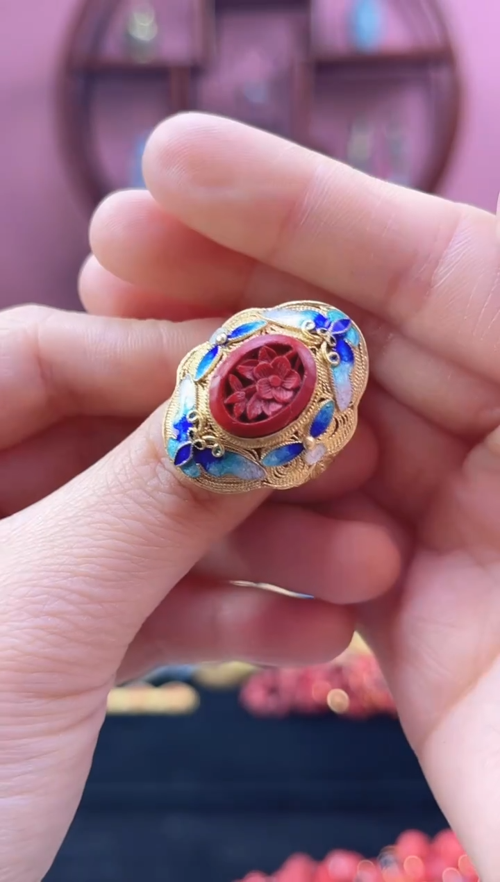 非遗花丝镶嵌 开口戒