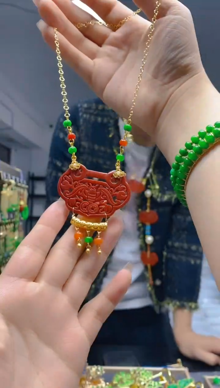 【闪购商品】翡翠耳饰合金341翡翠锁骨链