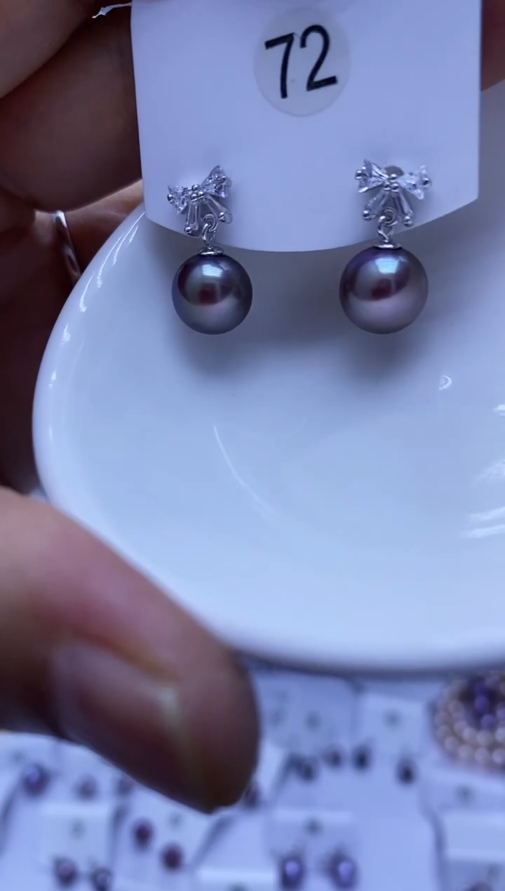 银S925镶嵌耳饰淡水珍珠72