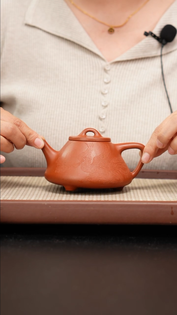 【闪购商品】紫砂茶壶全手工铁芯朱泥子冶石瓢刻绘250