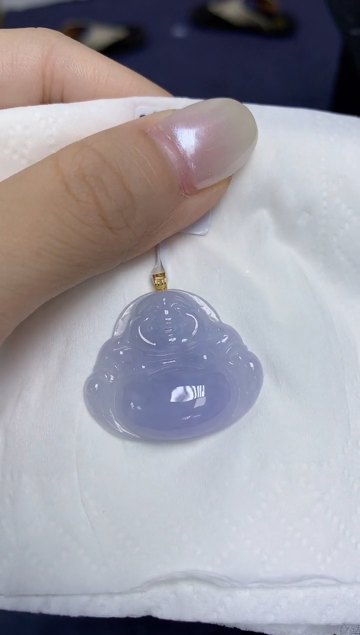 翡翠18K金镶嵌颈饰天然缅甸翡翠A货