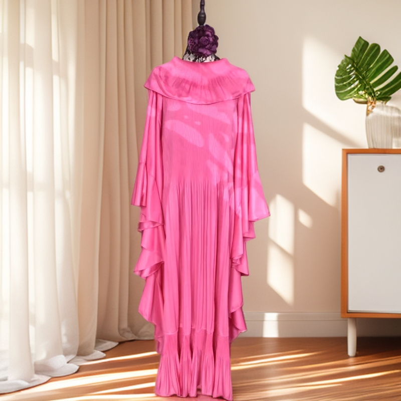 蛋糕裙气质女款时尚礼服长裙轻奢夏季长袖连衣裙荷叶边长款女士