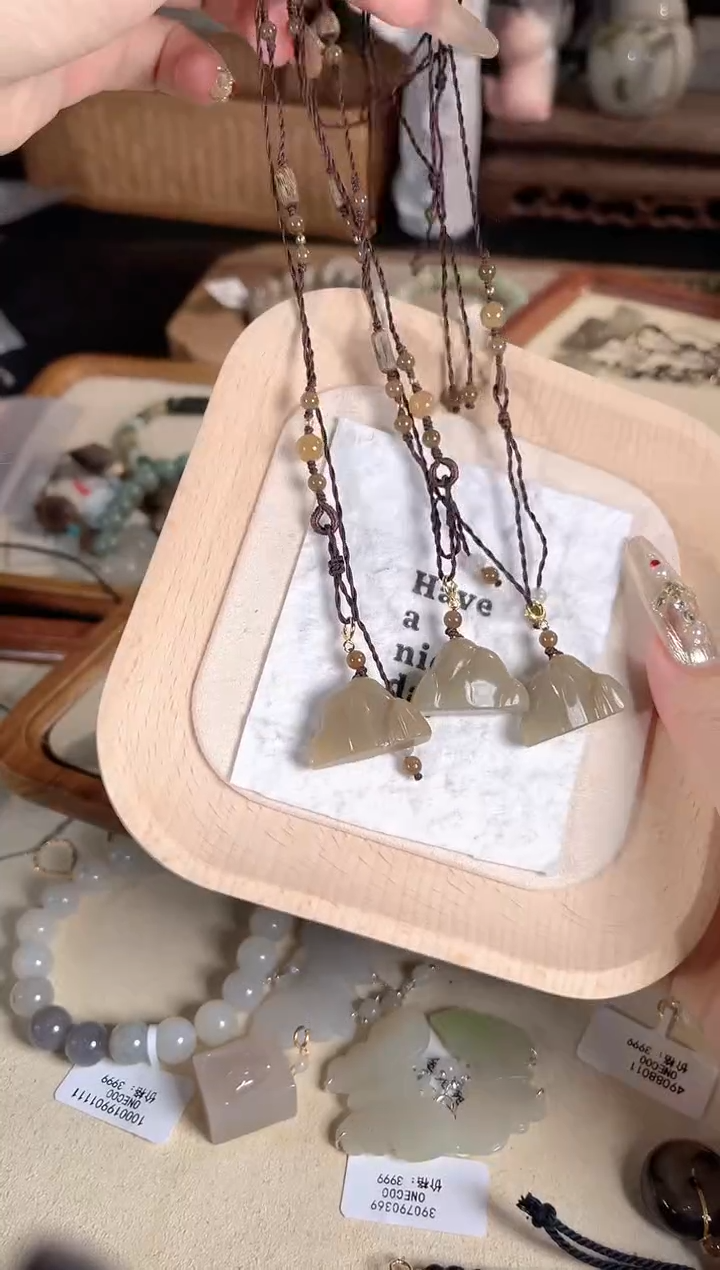 项链银S925镶嵌和田玉多样性发其一孤品默认微瑕