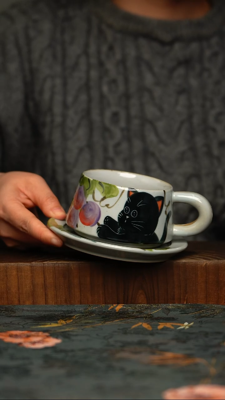 瓷片釉下彩手工手绘同款陶器