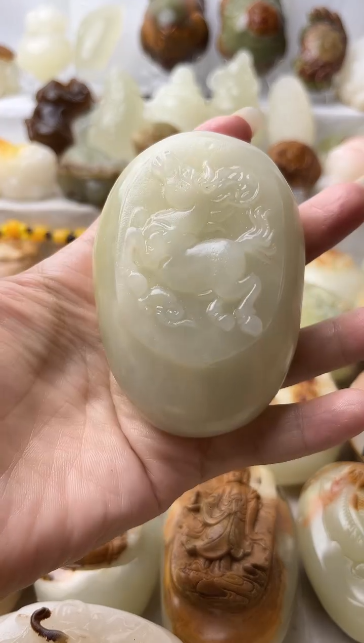 石材方解石手把摆件打孔穿绳不退换马