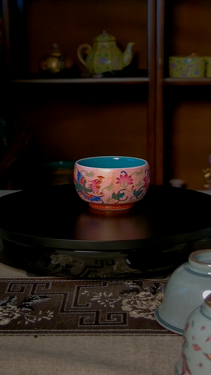 景德镇手工珐琅彩凤纹主人杯