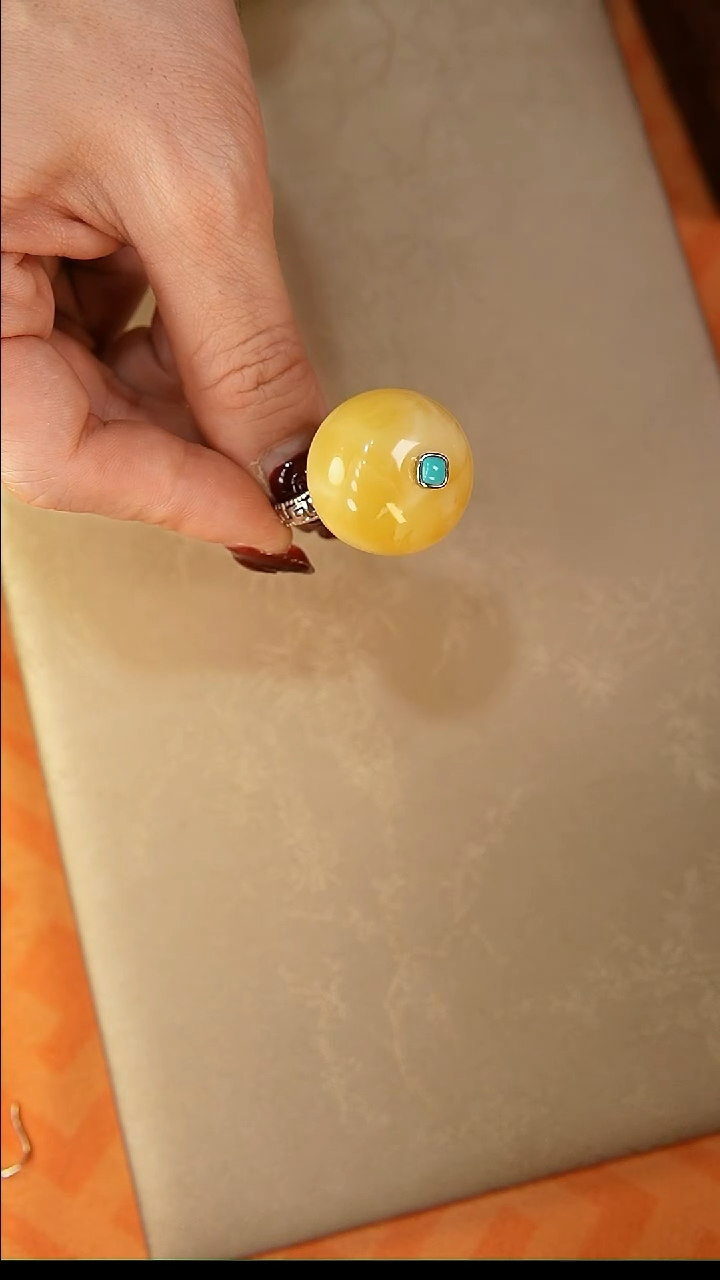 【闪购商品】琥珀戒指银S925镶嵌戒指