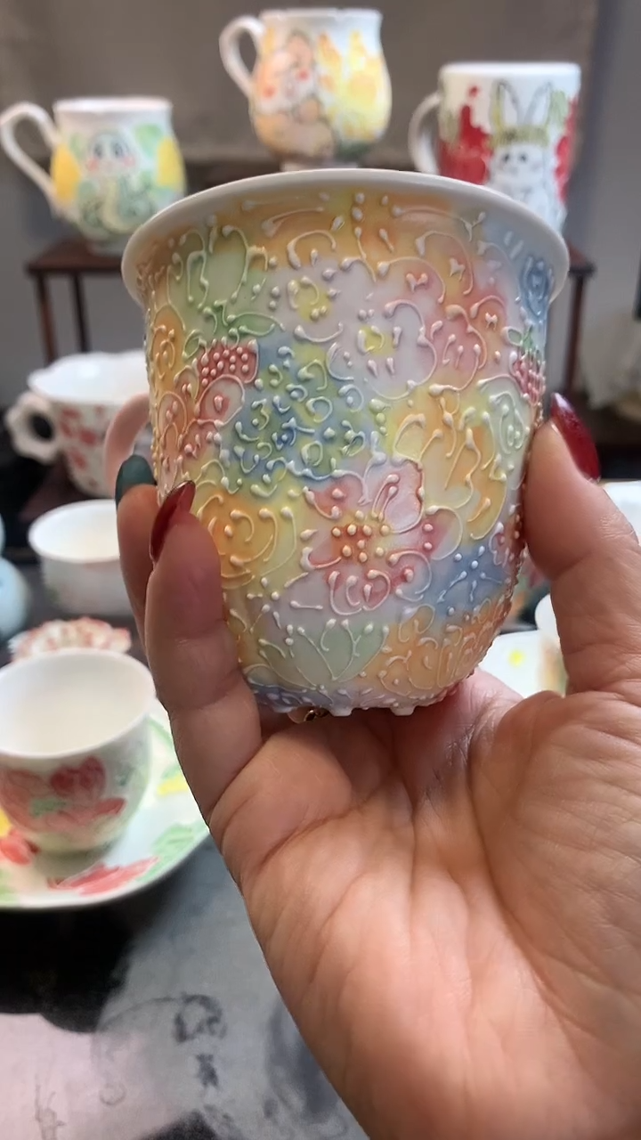 一味*手绘*繁花杯