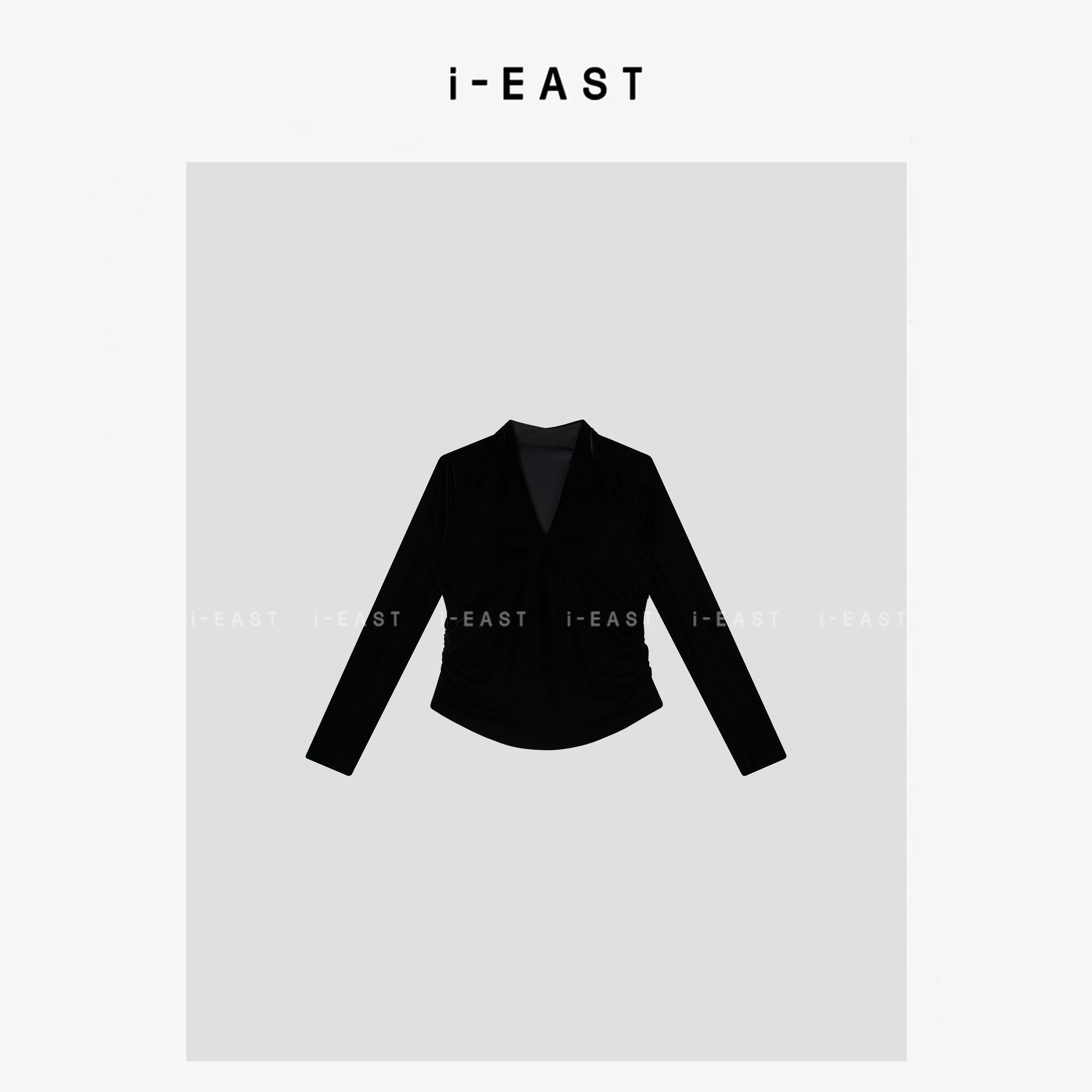 i-EAST 精致法式~秋冬V领绒绒高级感长袖上衣-5D SY9798