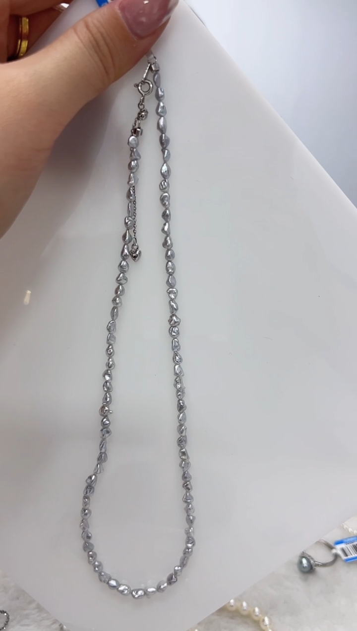 【闪购商品】海水珍珠DA银S925镶嵌keshi项链 T848