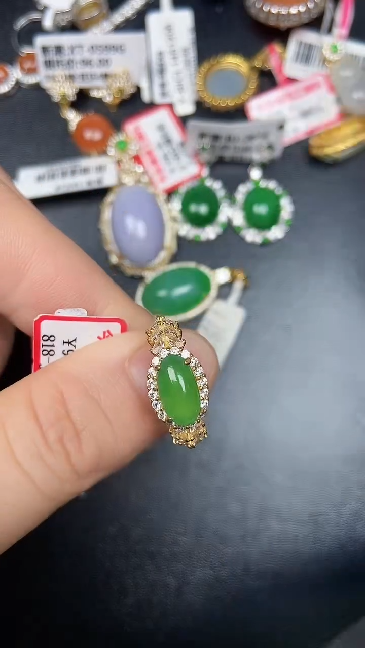 银S925镶嵌戒指翡翠7800