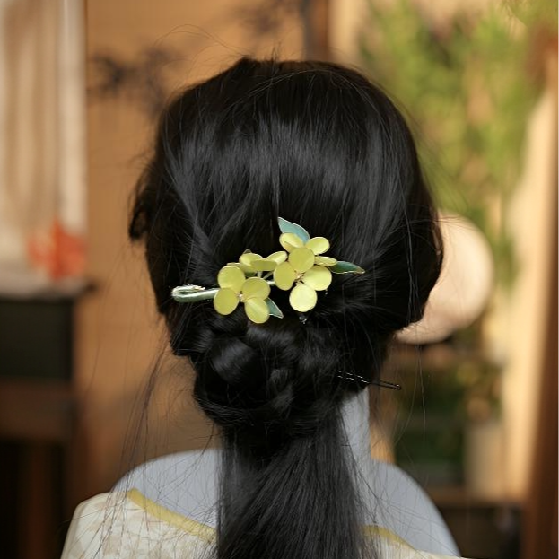 非遗绒花软簪霓裳捻金古风百搭素款