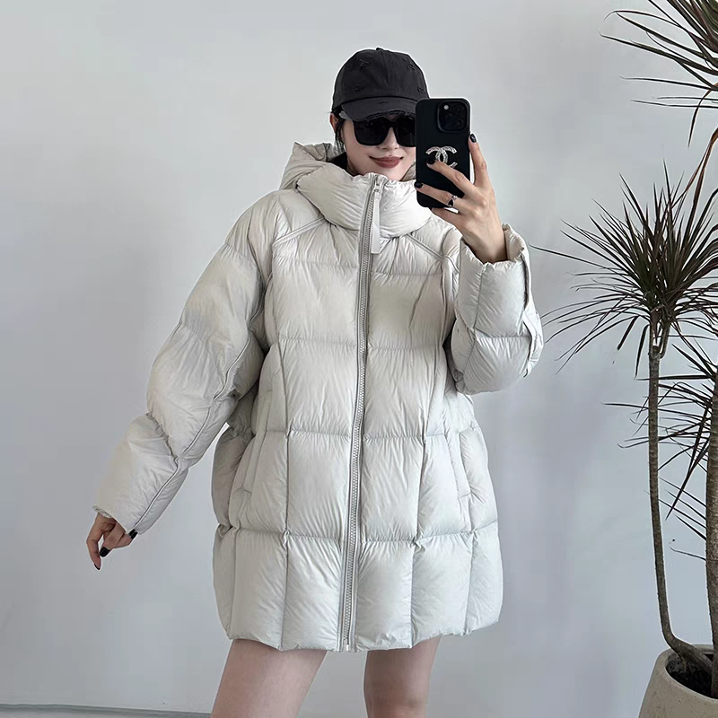 （鹅世嘉+M款）高端泡芙羽绒服女冬季新款90%白鸭绒中长款百搭外套
