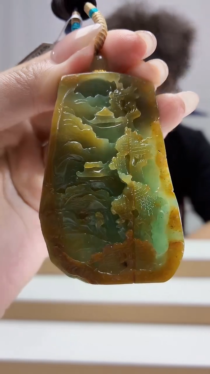 未镶嵌定制翡翠4688MM-毛货挂件90