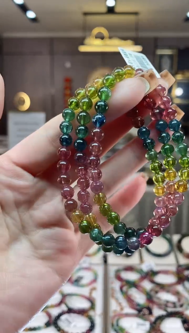 【闪购商品】碧玺三圈手串5mm+未镶嵌一物一证dan