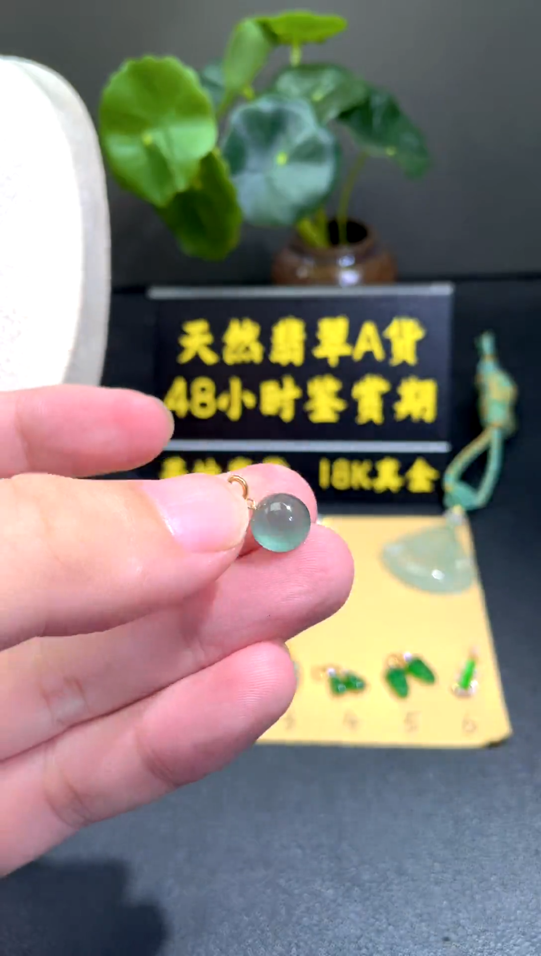 颈饰18K金镶嵌翡翠翡翠A货