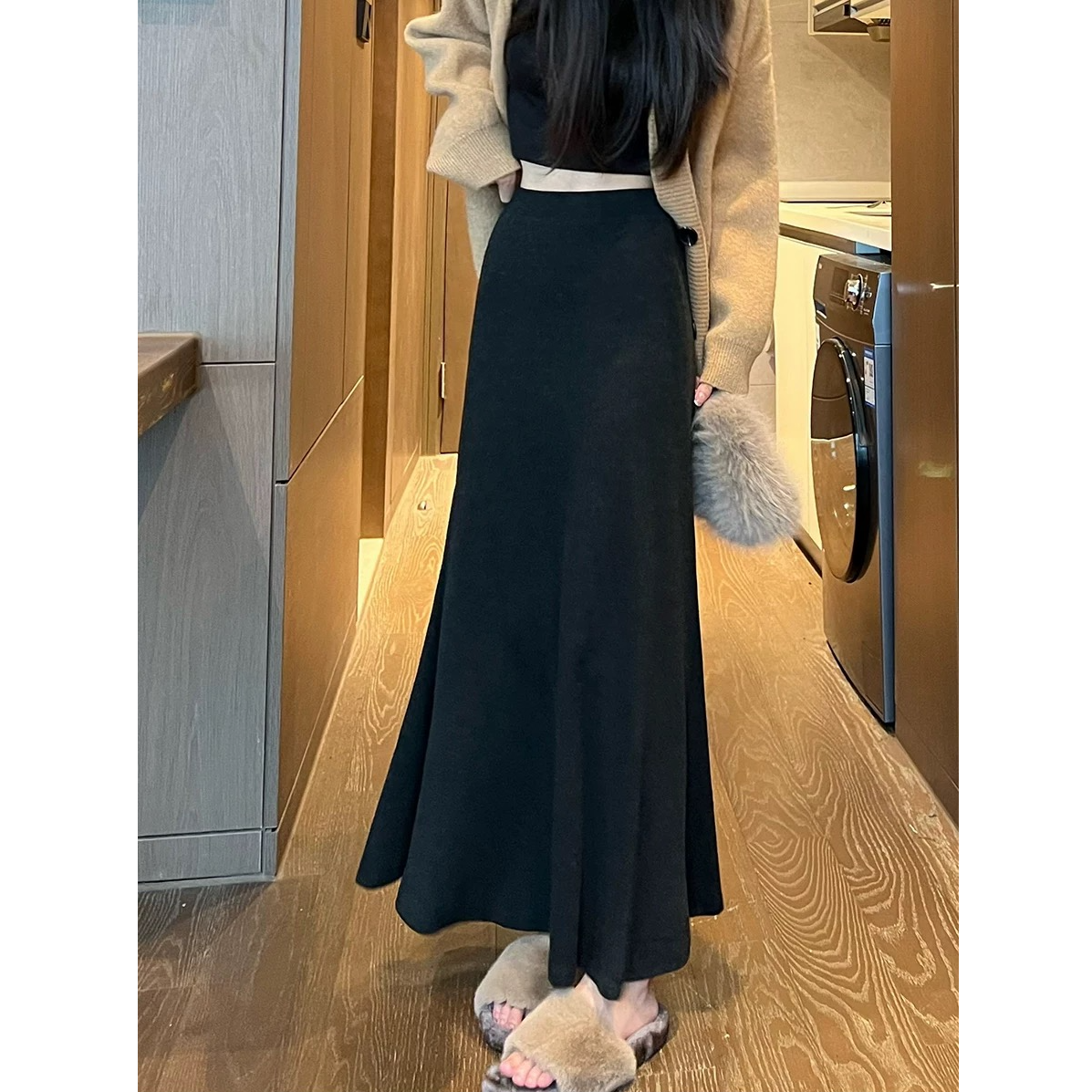 【空气棉+2个裙长】鱼尾半身裙女秋季2025新款高腰显瘦a字裙子