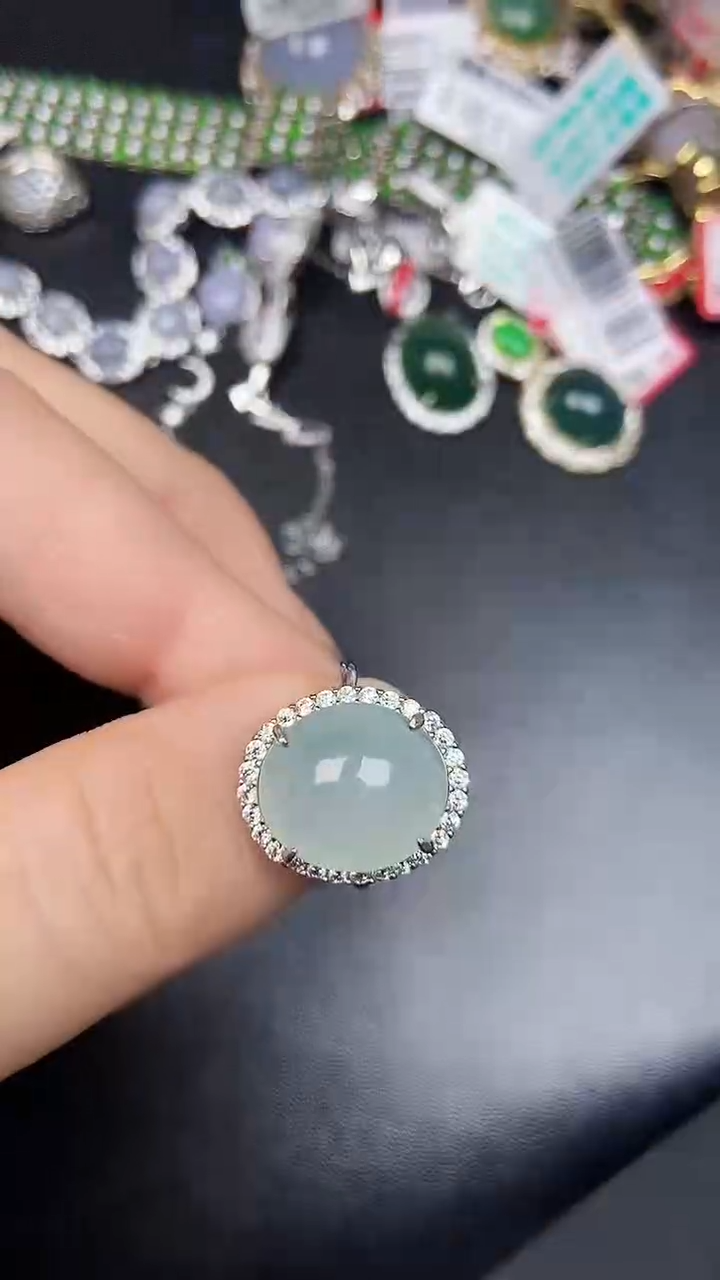 银S925镶嵌戒指翡翠3290