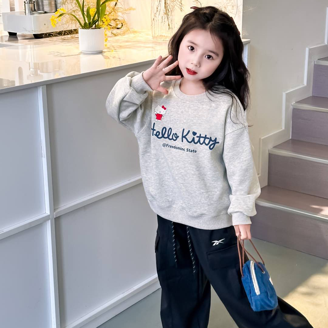 印花卡通条纹童装针织卫衣长袖新春款中长款时尚春款韩版休闲k630