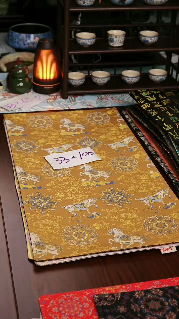 【小马宝相黄咖双面】中国风干泡织锦茶席33*100