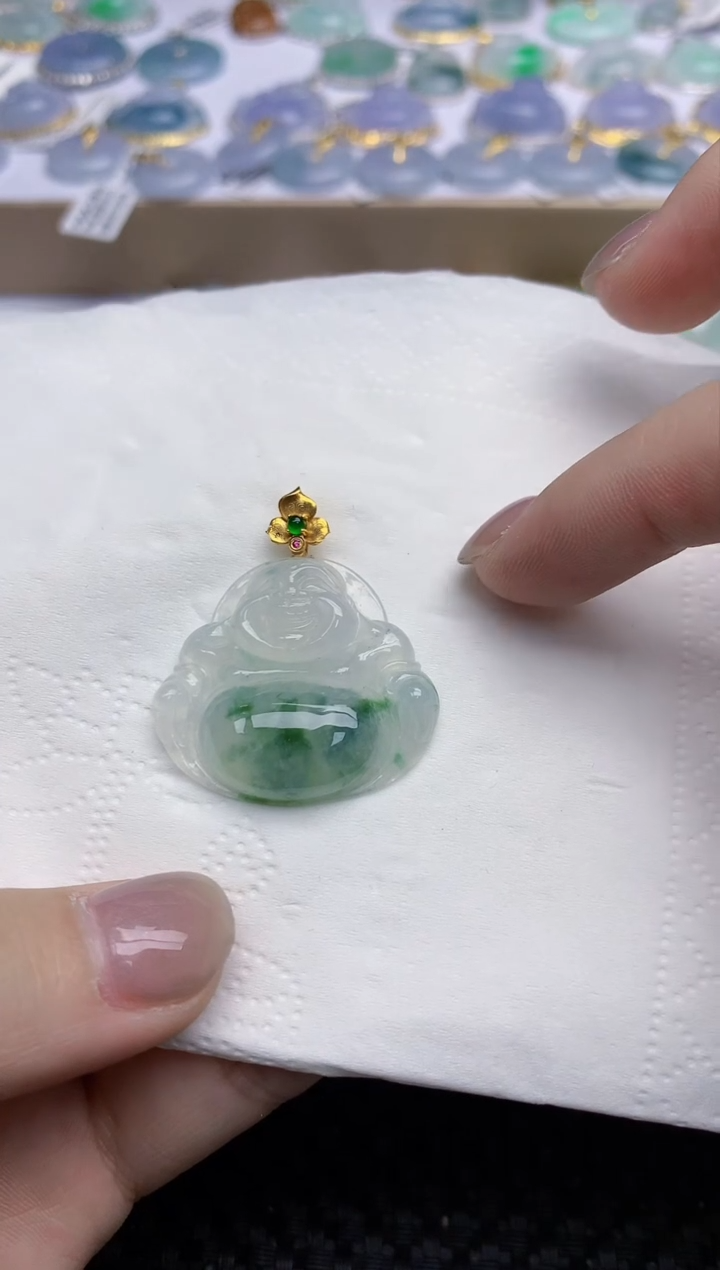 【闪购商品】翡翠颈饰18K金镶嵌天然翡翠A货