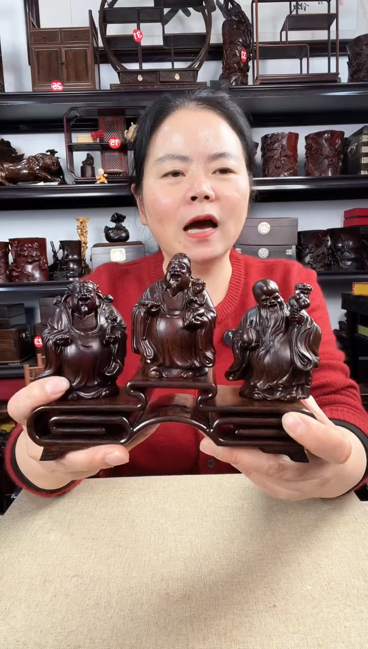 木三连+福禄寿老李红木工艺品