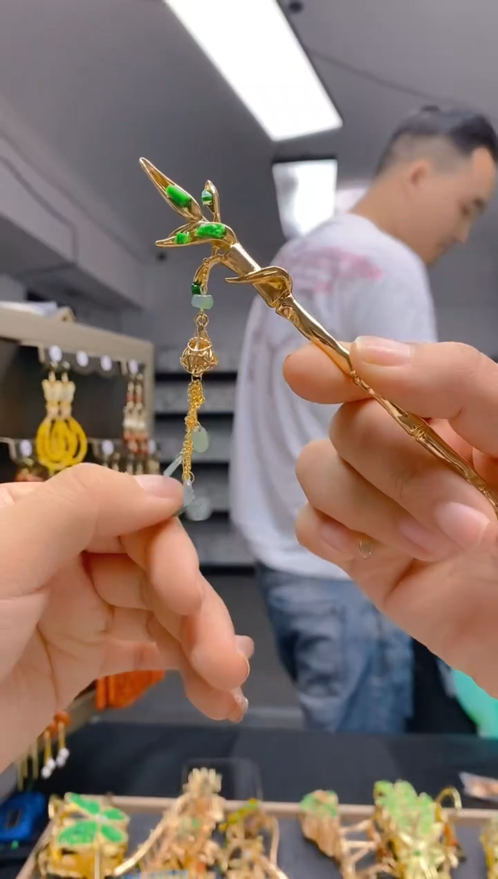 【闪购商品】翡翠耳饰合金490翡翠发簪