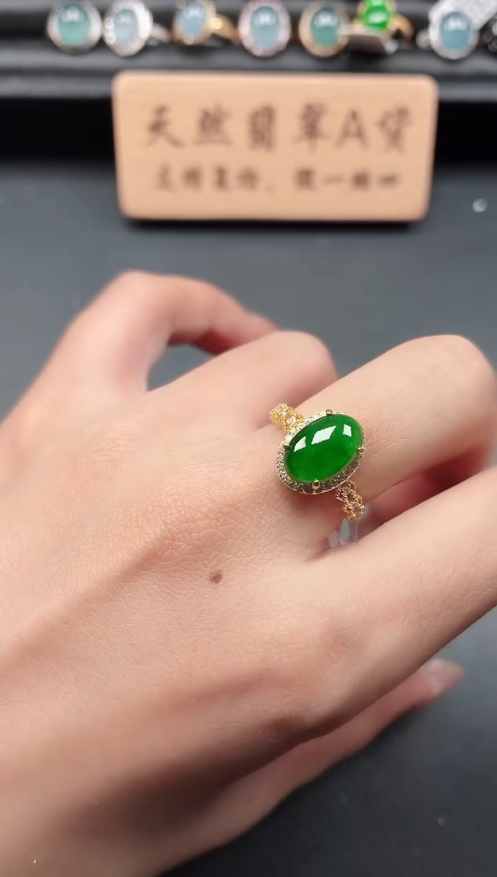 银S925镶嵌戒指翡翠1