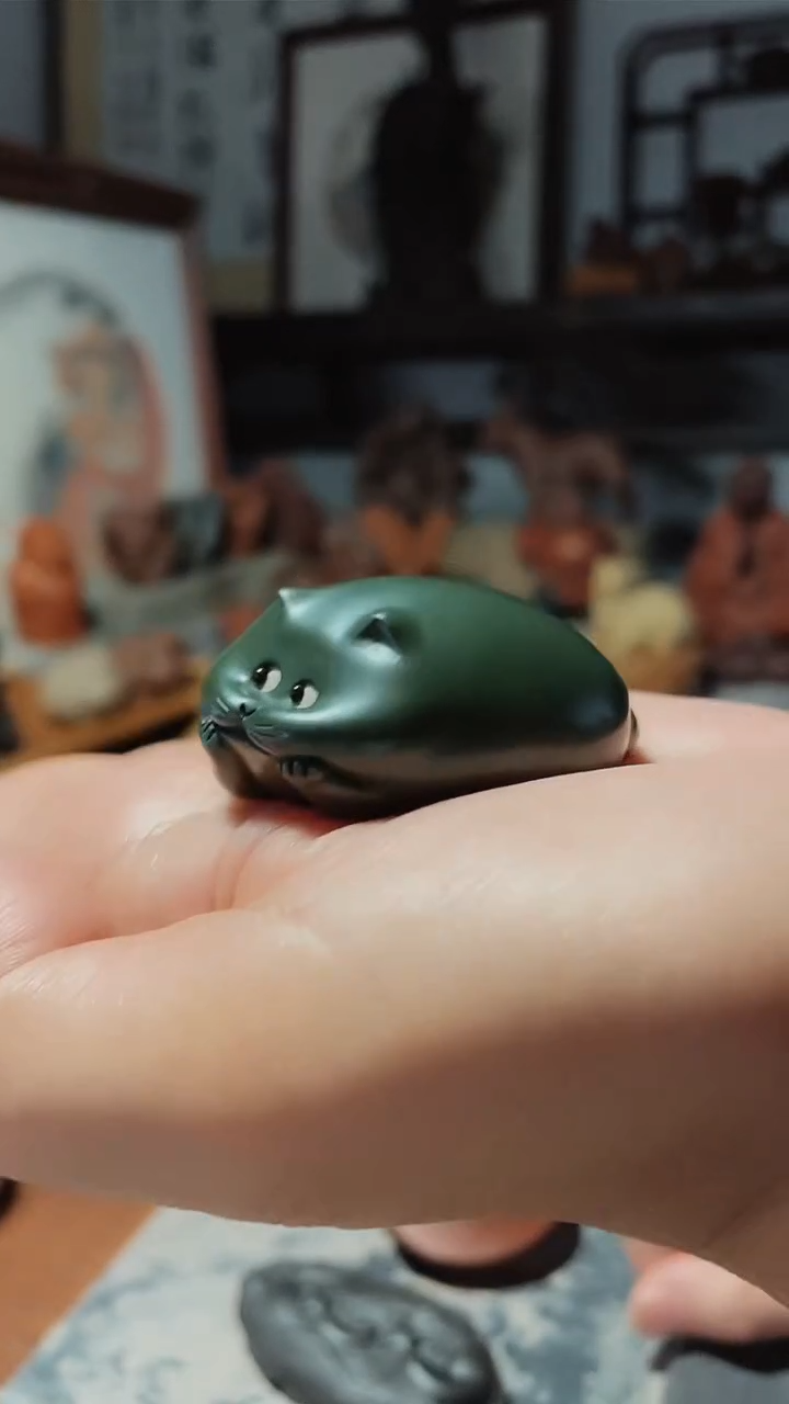 紫砂茶宠紫砂茶宠把件摆件猫