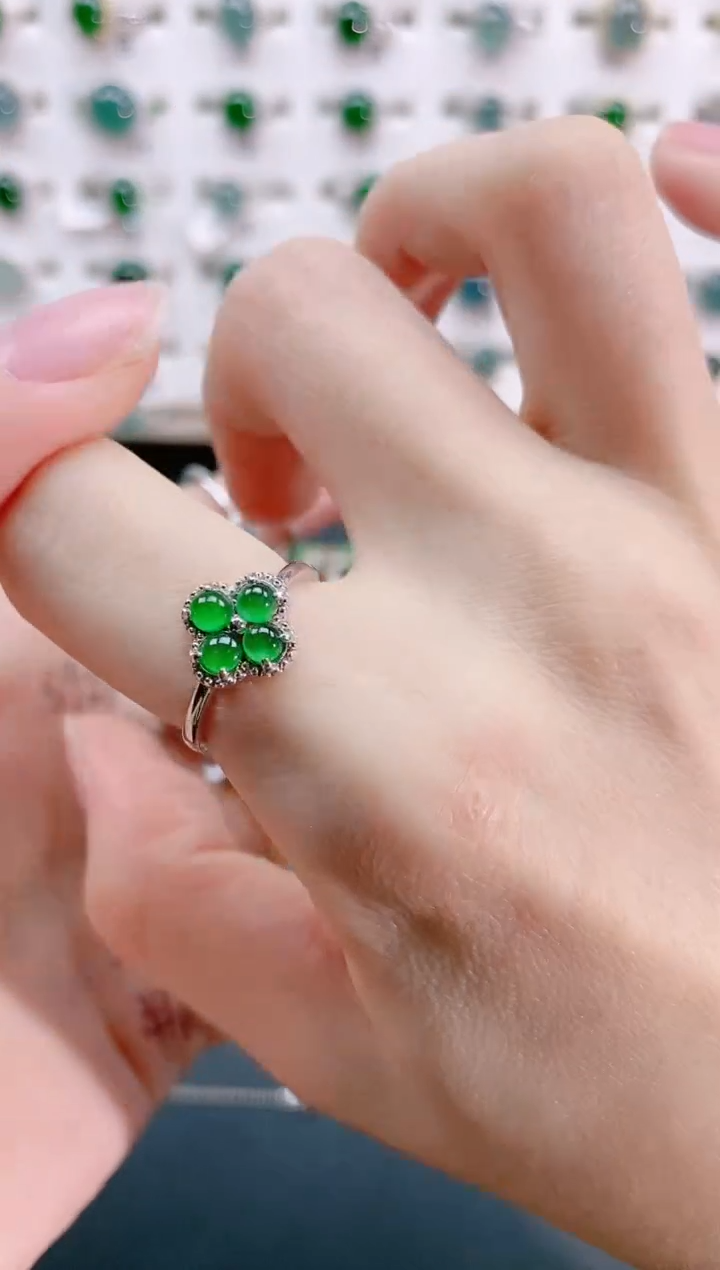 【闪购商品】翡翠戒指银S925镶嵌天然翡翠