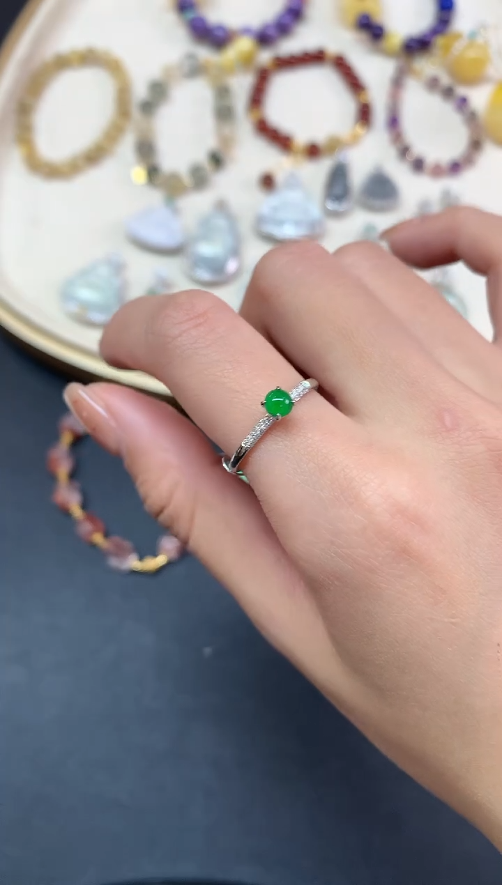 【闪购商品】翡翠戒指18K金镶嵌戒指A455|1980