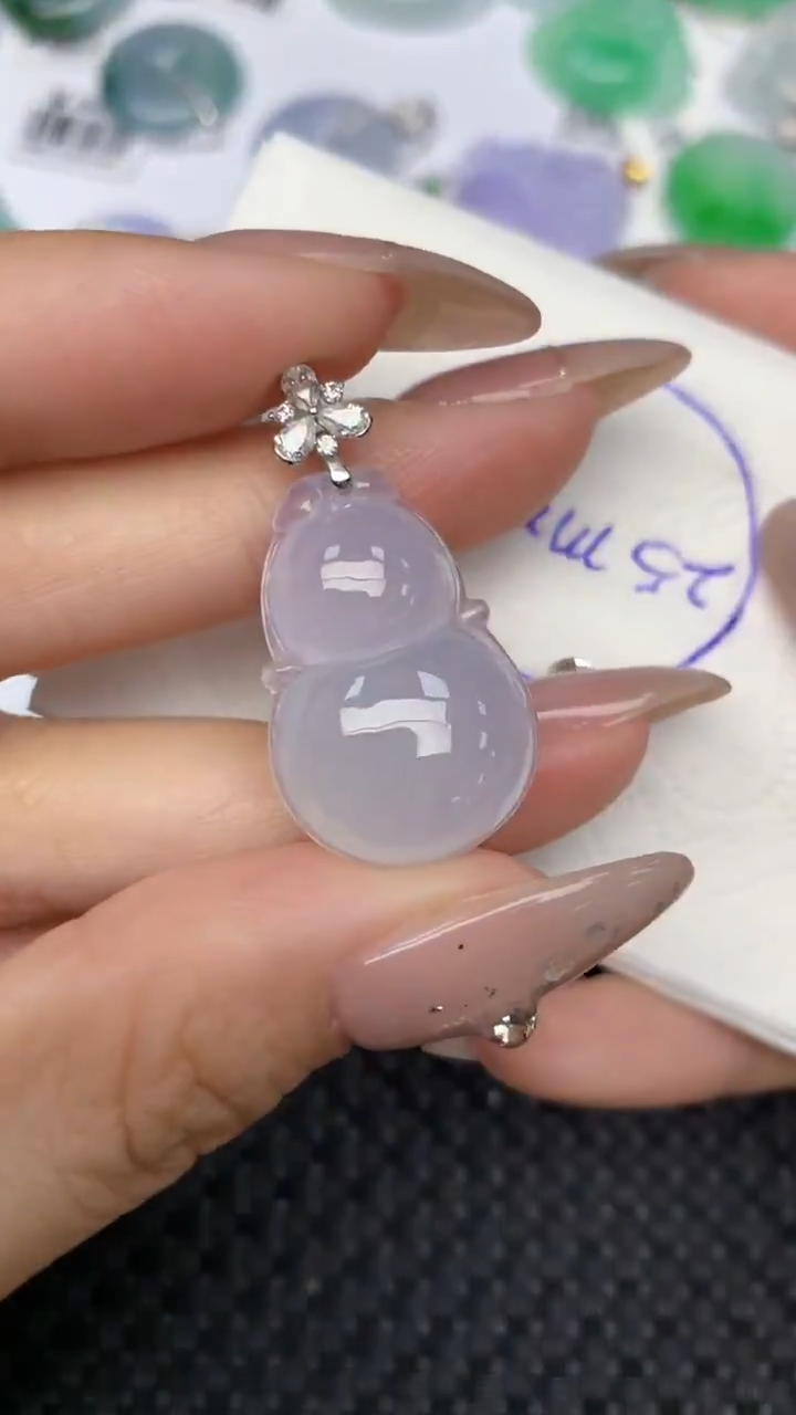 颈饰18K金镶嵌翡翠天然缅甸翡翠a货百元以上9元证书费自理