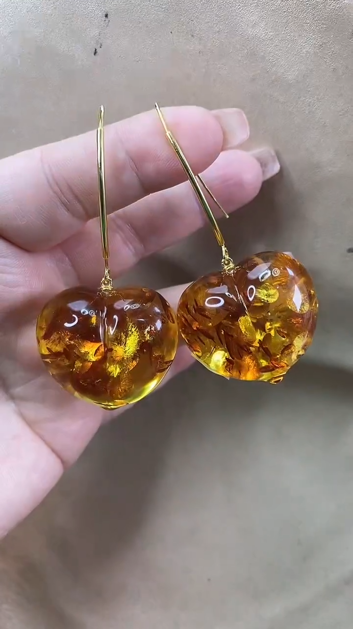 琥珀颈饰未镶嵌耳环