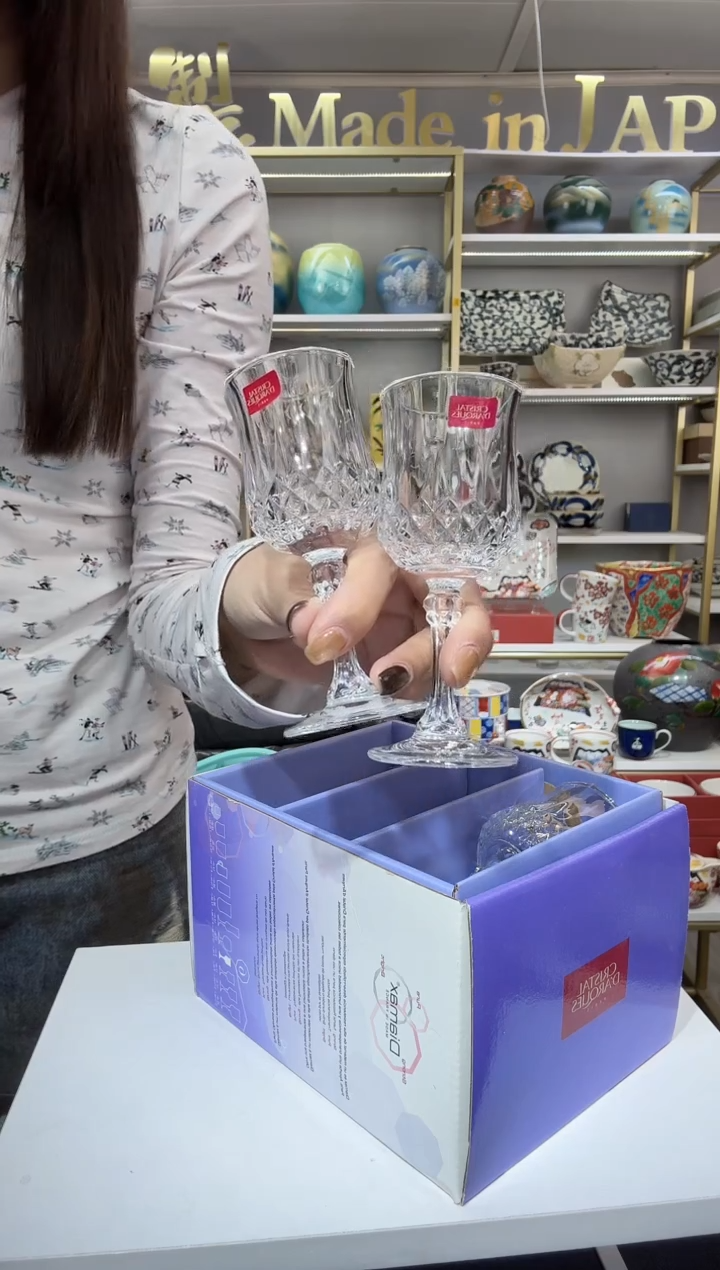 瓷cda水晶高脚白酒杯2只装