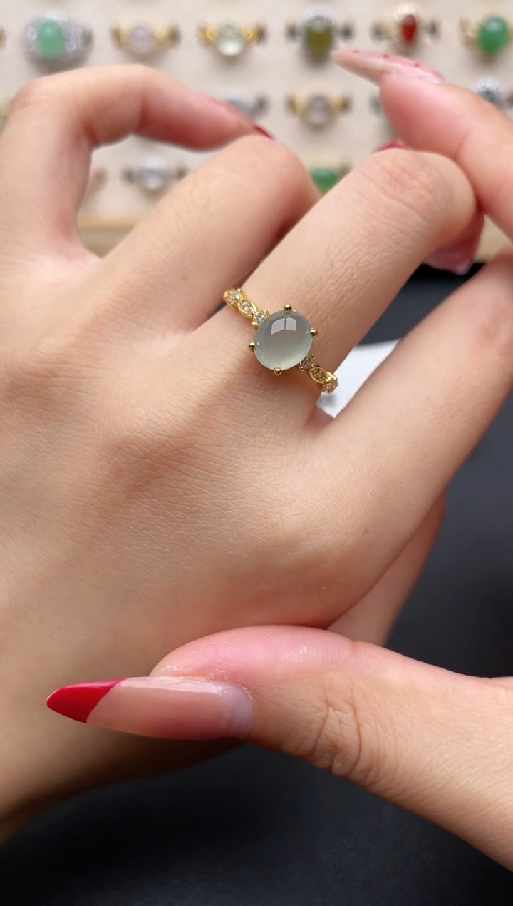 【闪购商品】翡翠戒指银S925镶嵌一物一证一礼盒