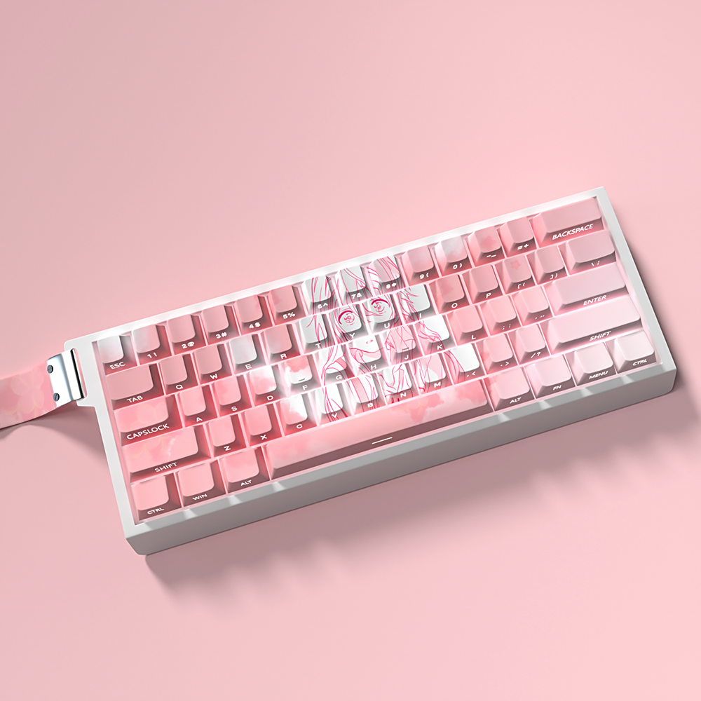 宫园薰二次元主题键帽原厂侧刻透光PBT热升华适配60/63/64 atk68