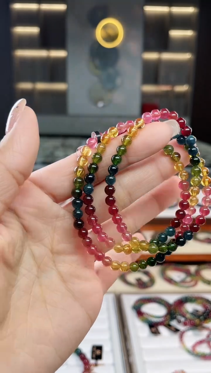 未镶嵌老矿碧玺三圈手串5mm+碧玺多样性发一条T