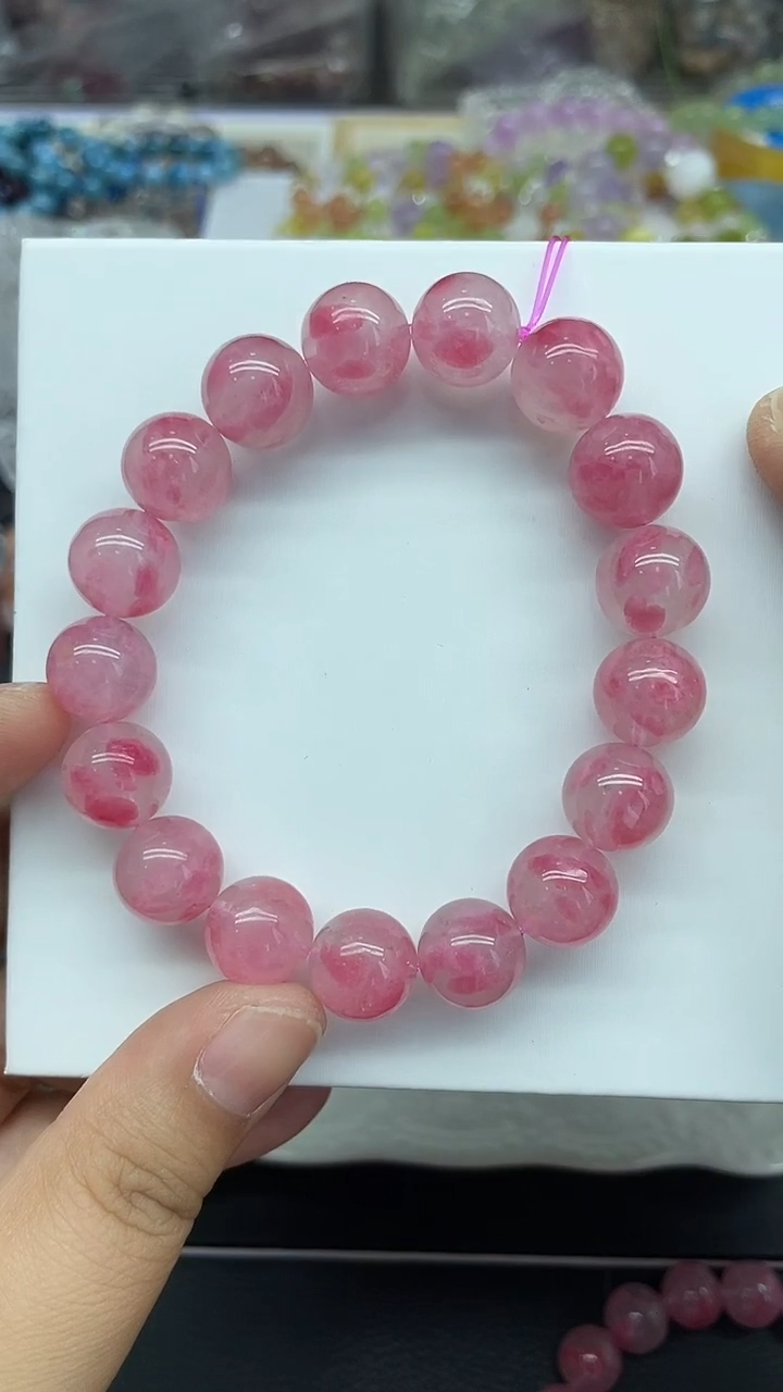 蔷薇辉石未镶嵌手串036蔷薇石多样性发其一