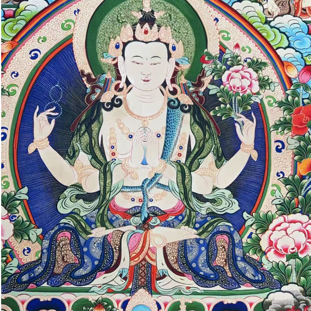 精美唐卡四臂观音佛画艺术珍品 TK16044