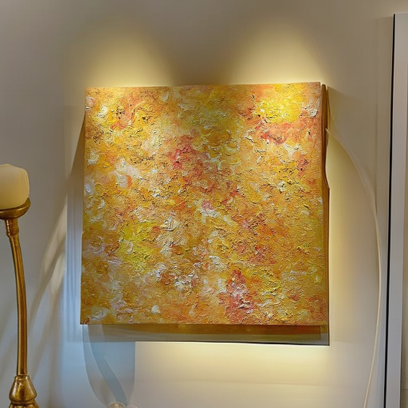 油画手绘抽象《黄色泡泡糖》北欧玄关法式客厅背景墙装饰画