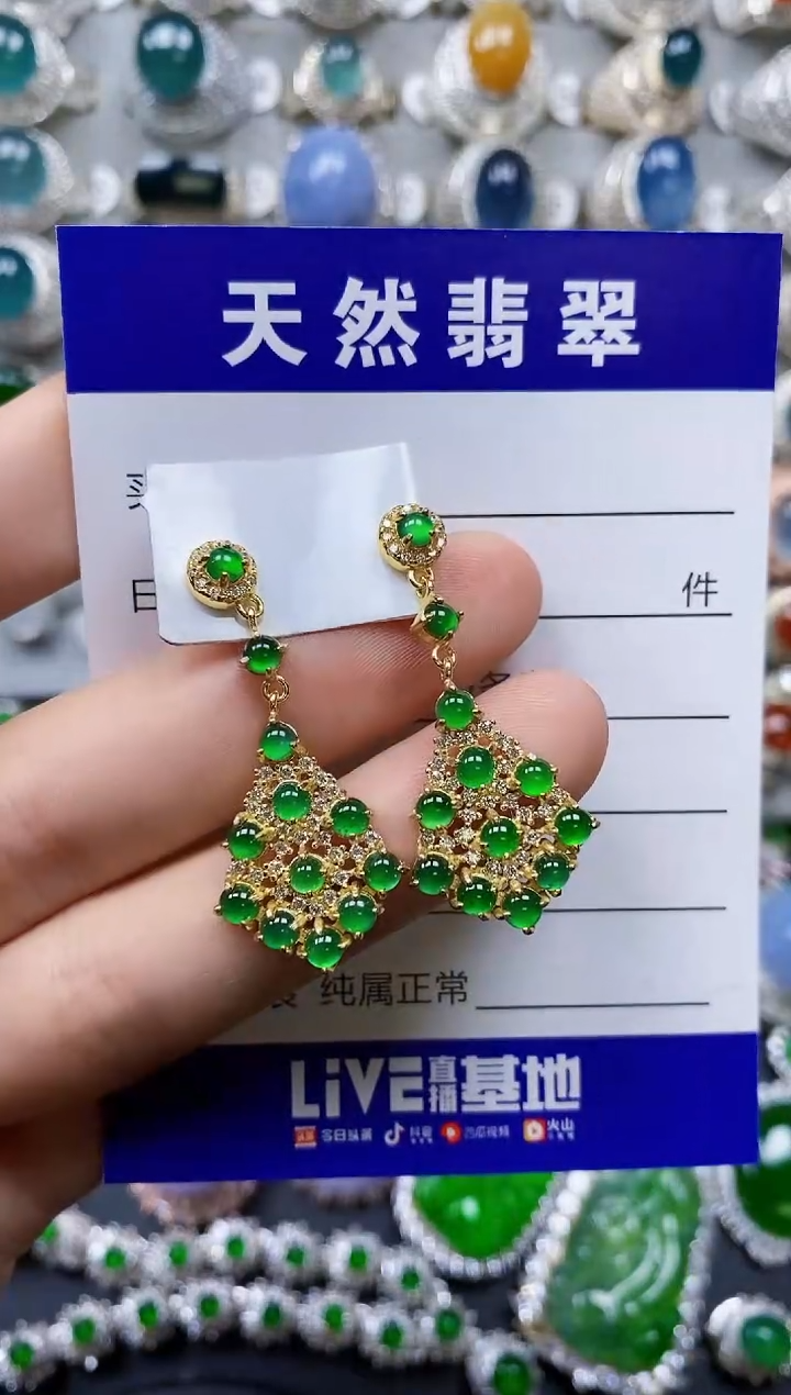 【闪购商品】翡翠耳饰银S925镶嵌0383