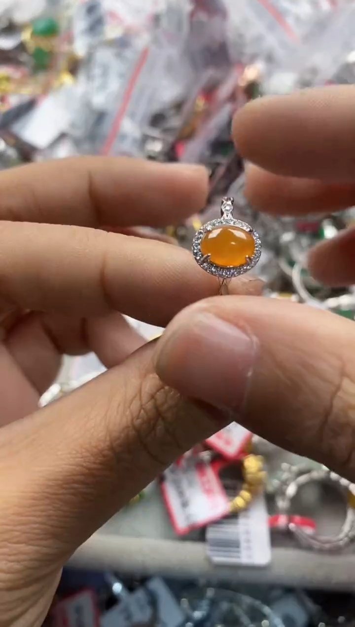 银S925镶嵌戒指翡翠666            7
