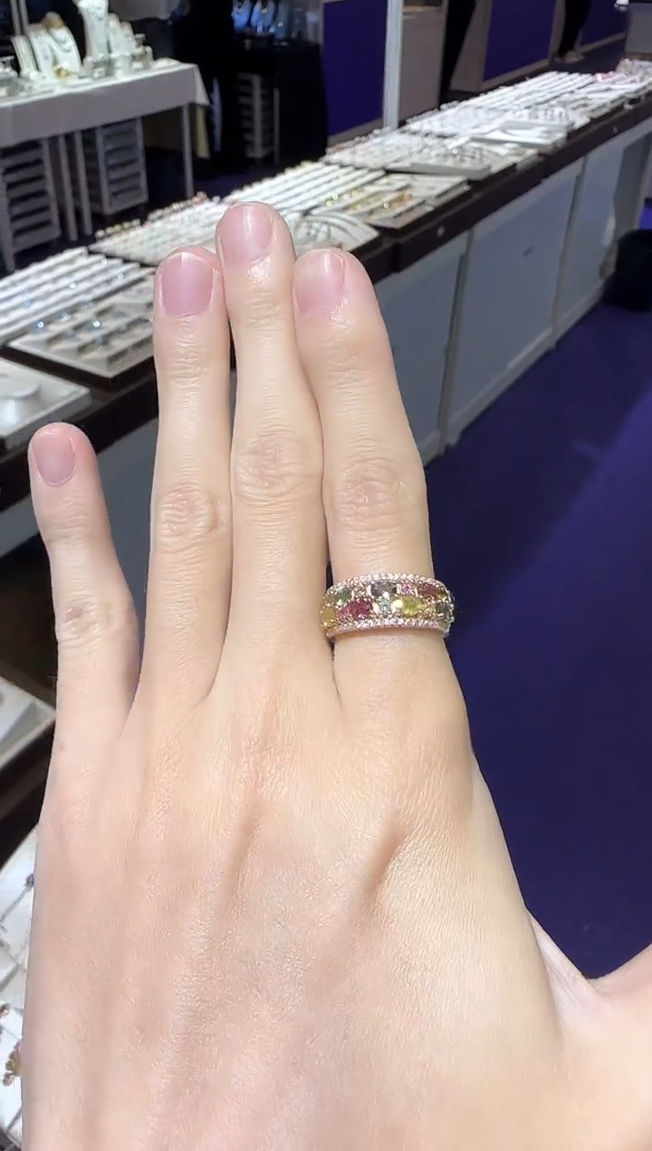 【闪购商品】碧玺戒指银S925镶嵌排戒