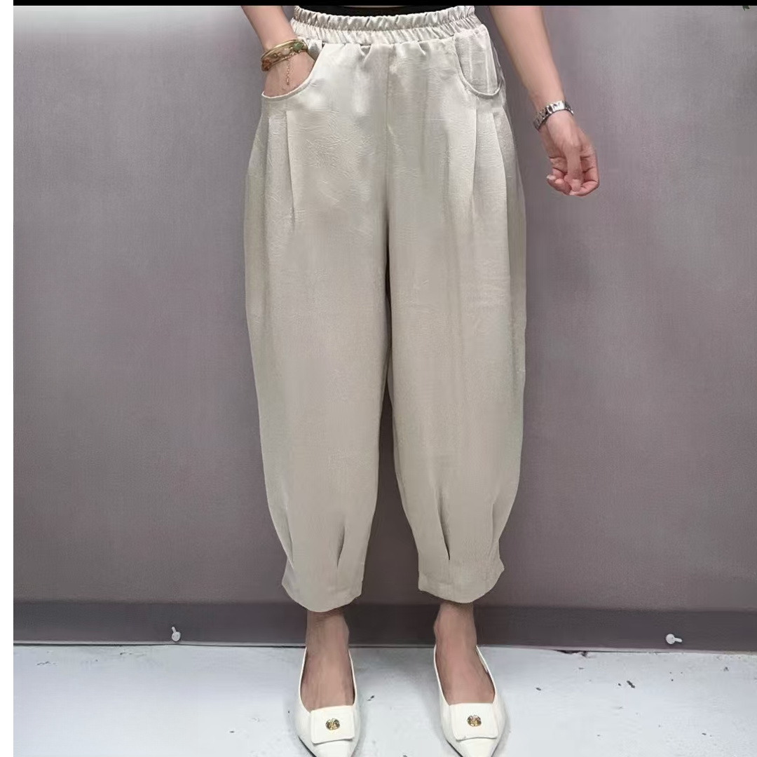 【靓衣园】时尚醋酸缎面宽松休闲九分哈伦裤（8858）