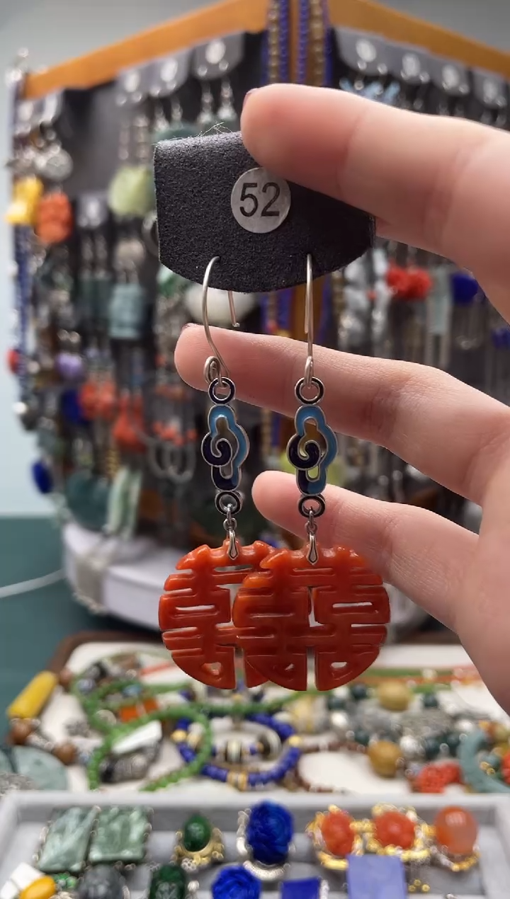 【闪购商品】翡翠耳饰银S925镶嵌饰品