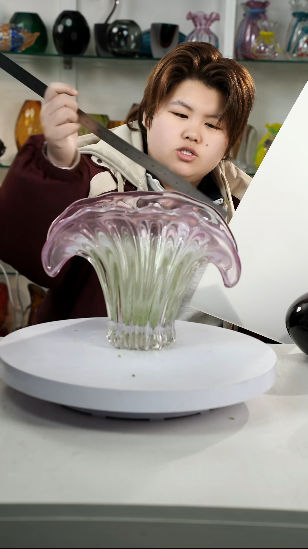 【闪购商品】琉璃【弘扬】高22轻奢琉璃花器正常手工痕迹