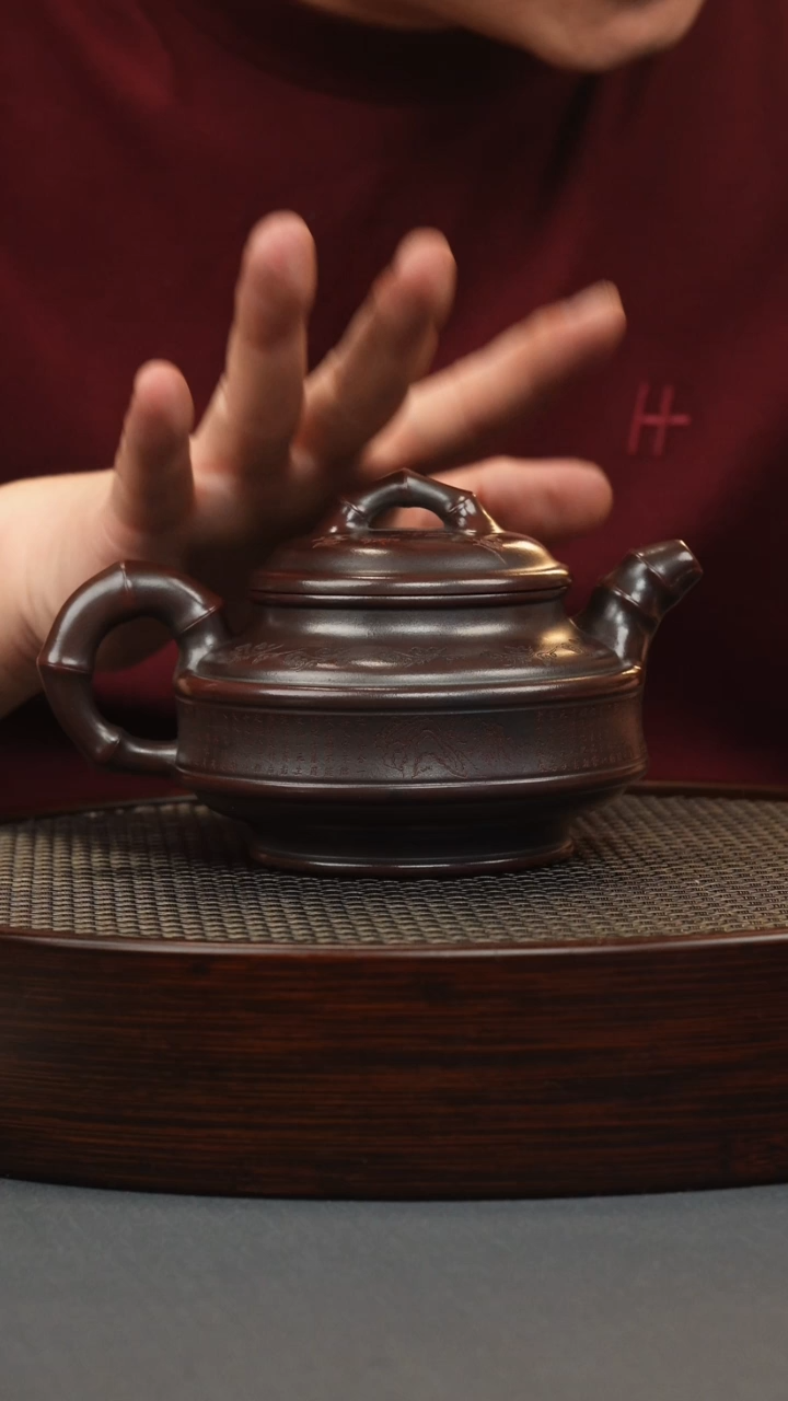 【闪购商品】紫砂茶壶古红泥双线竹节